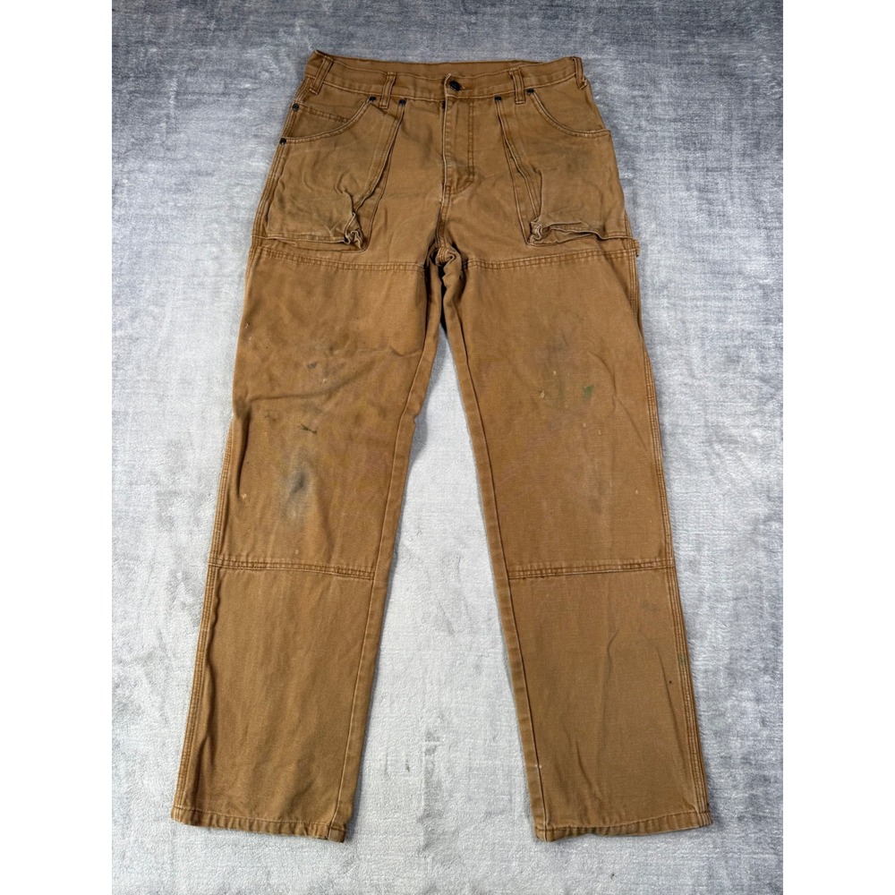 Dickies Pants Mens 32x32 Brown Carpenter Duck Canvas Workwear Distressed Utility